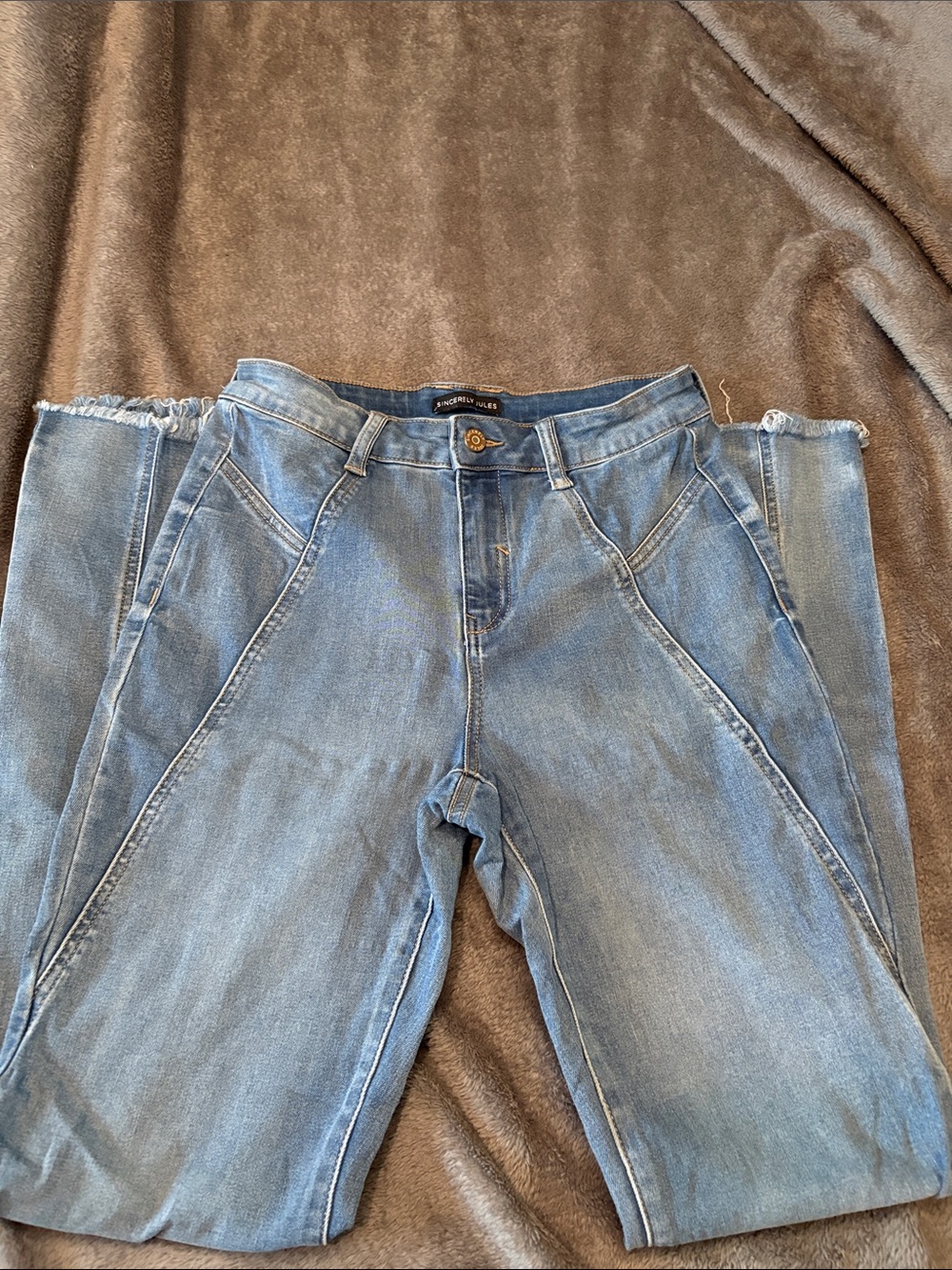 Sincerely Jules Light Blue Wide Leg Flared Jeans - Picture 2 of 4